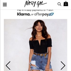 NastyGal black V off the shoulders bodysuit
